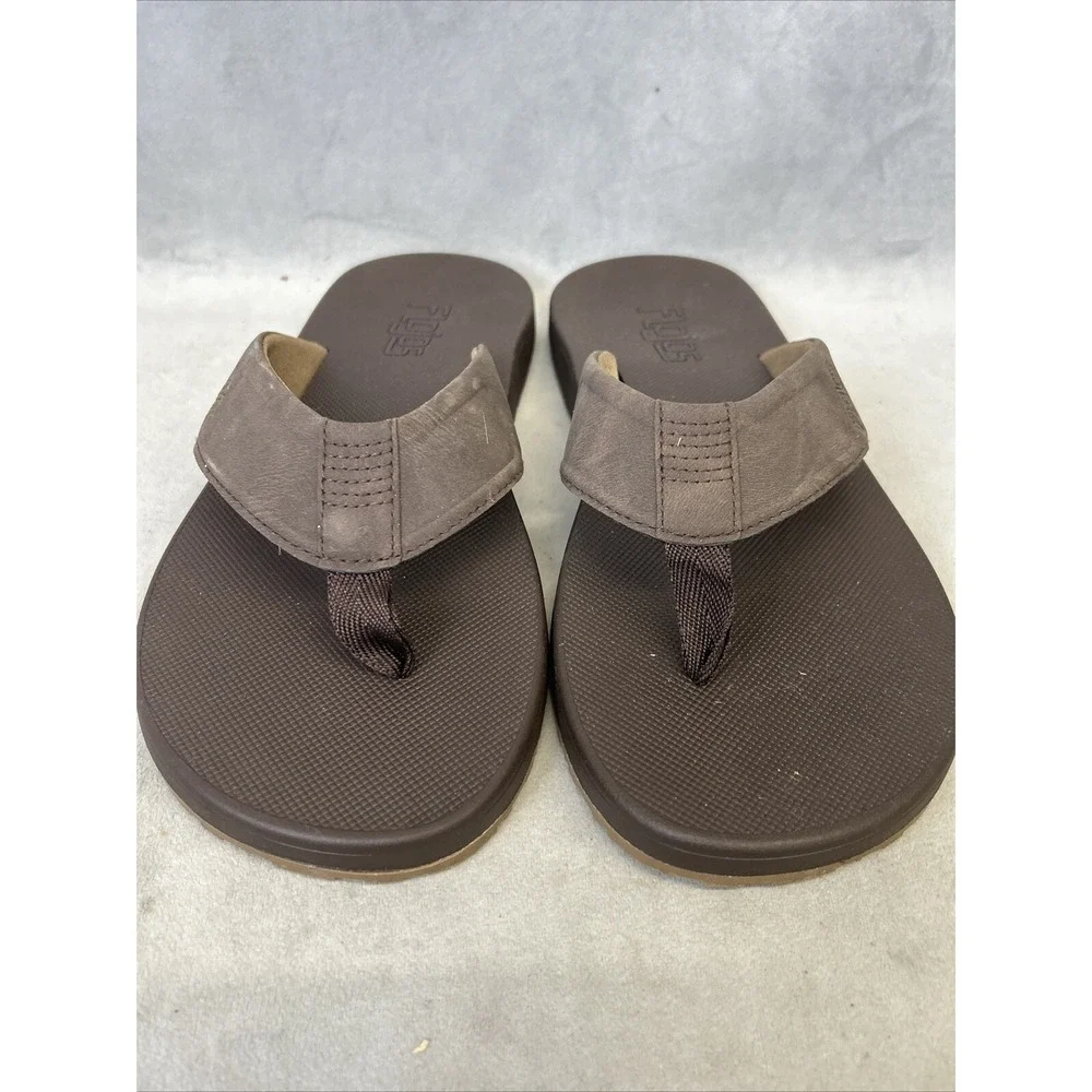 FLOJOS Men's Size 8 Flip Flop Sandals Dark Brown Shoes Beach Vacation‎ Walking